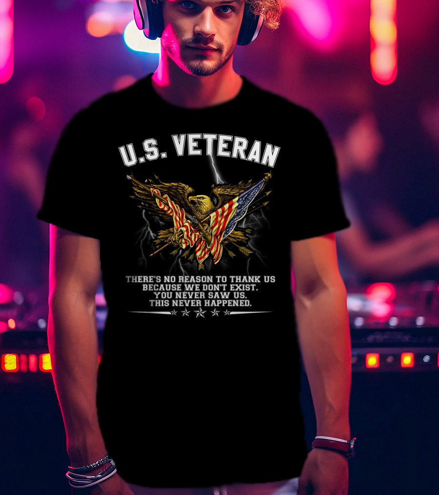 U.s. Veteran Eagle American Flag Patriotic Military Tribute T-Shirt