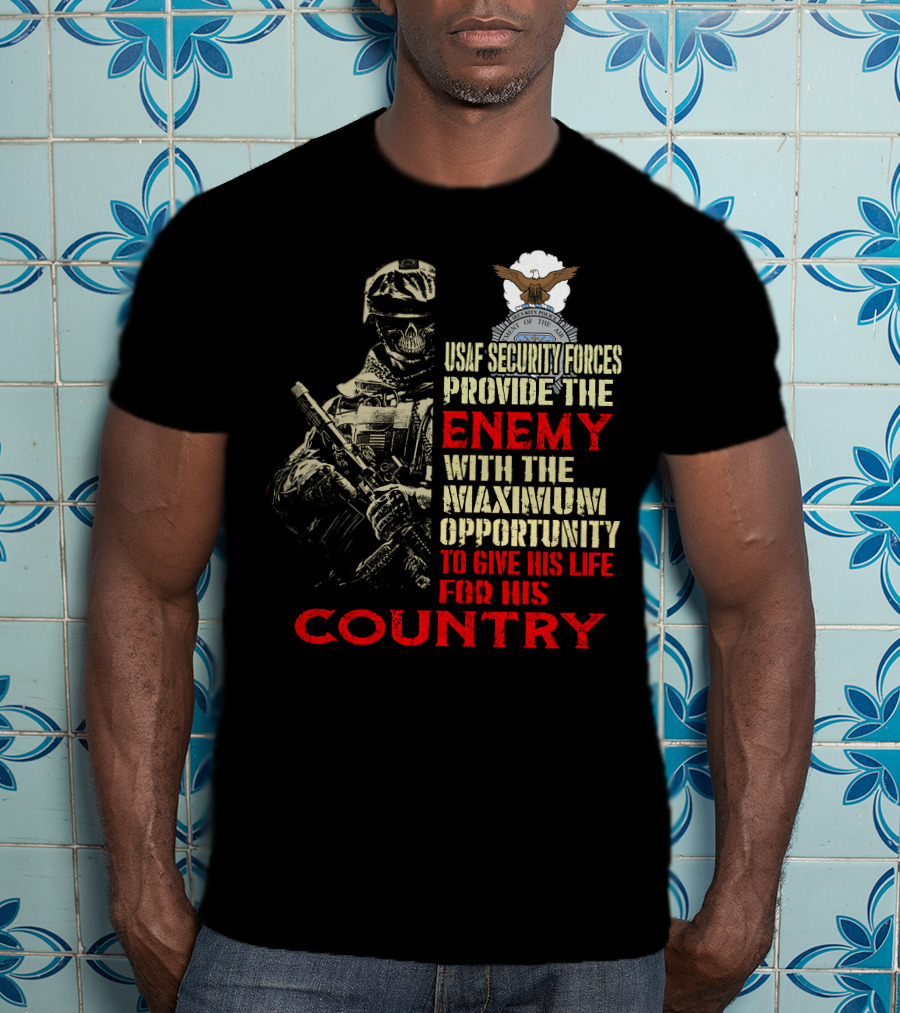 Usaf Security Forces Enemy Maximum Opportunity Country T-Shirt