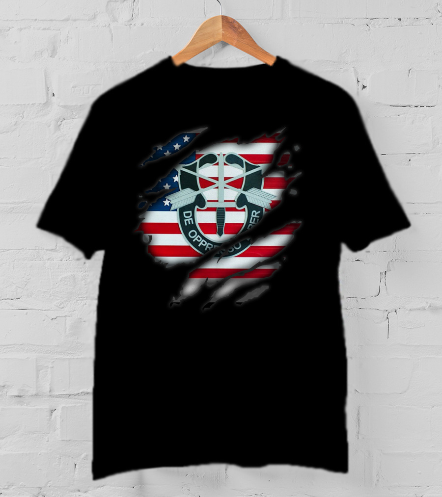 De Oppresso Liber American Flag Special Forces Hlkh148 T-Shirt
