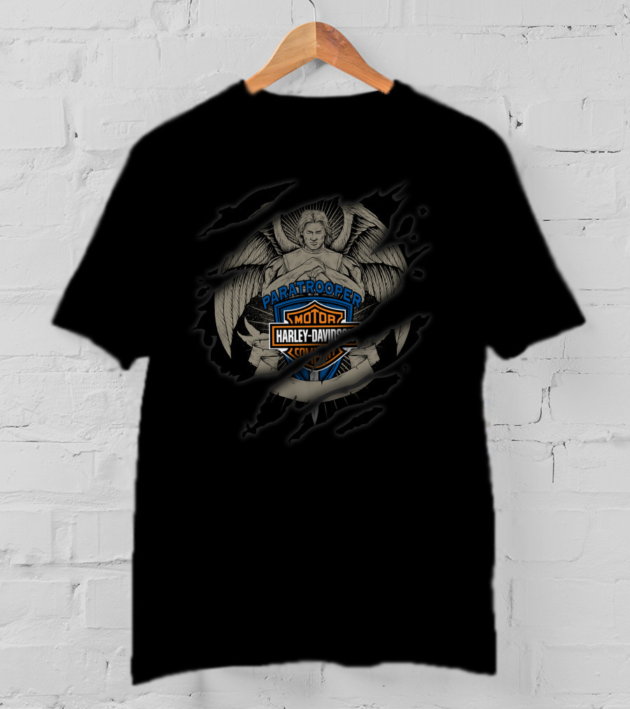 Paratrooper Harley Davidson Motor Angel T-Shirt