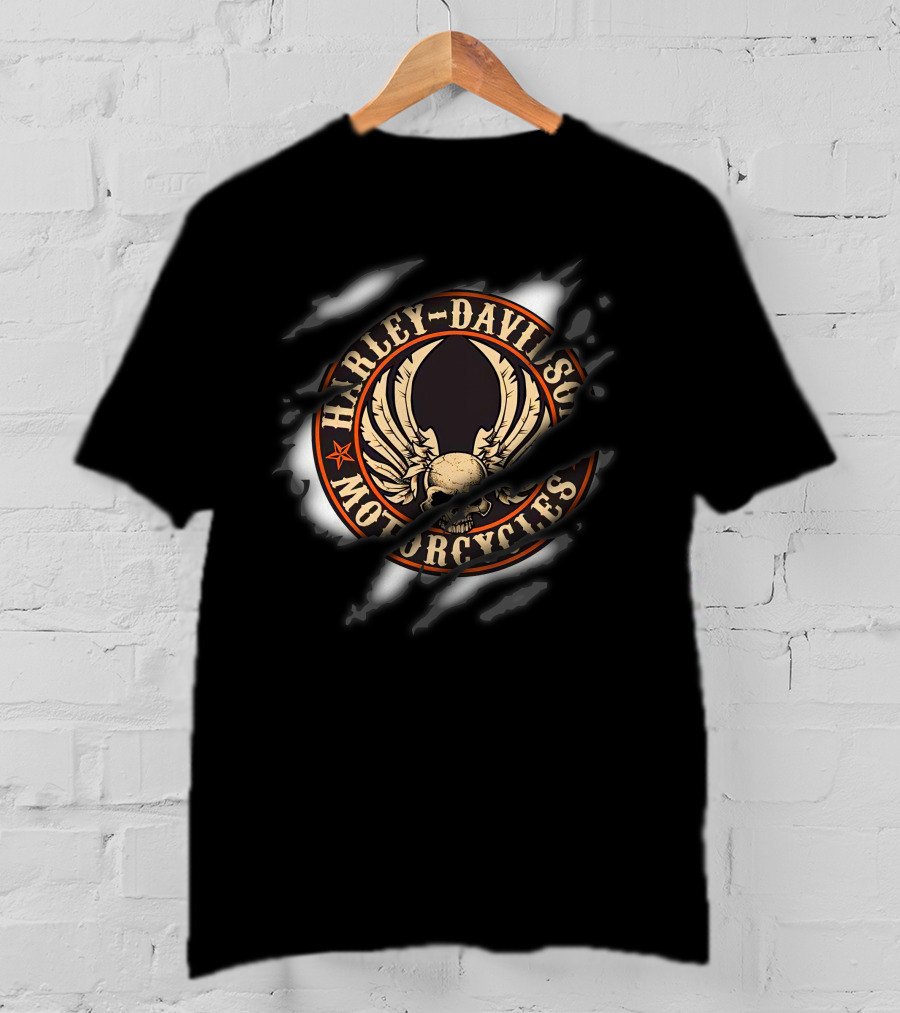 Harley Davidson Motorcycles Skull Wings T-Shirt
