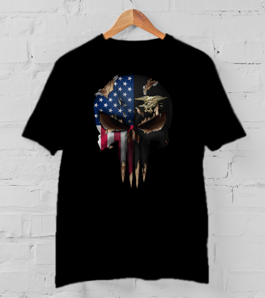 Punisher Skull American Flag Navy Seals T-Shirt