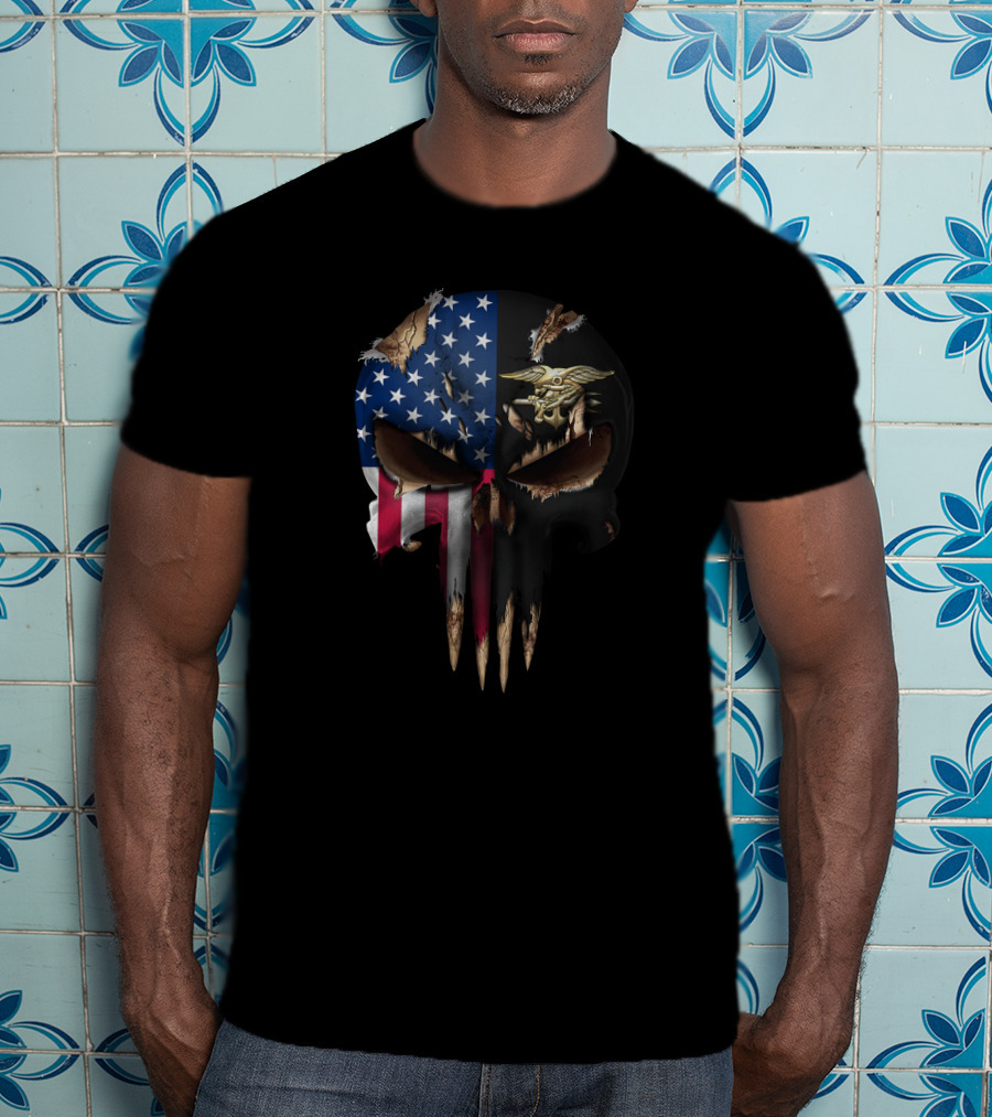 Punisher Skull American Flag Navy Seals T-Shirt