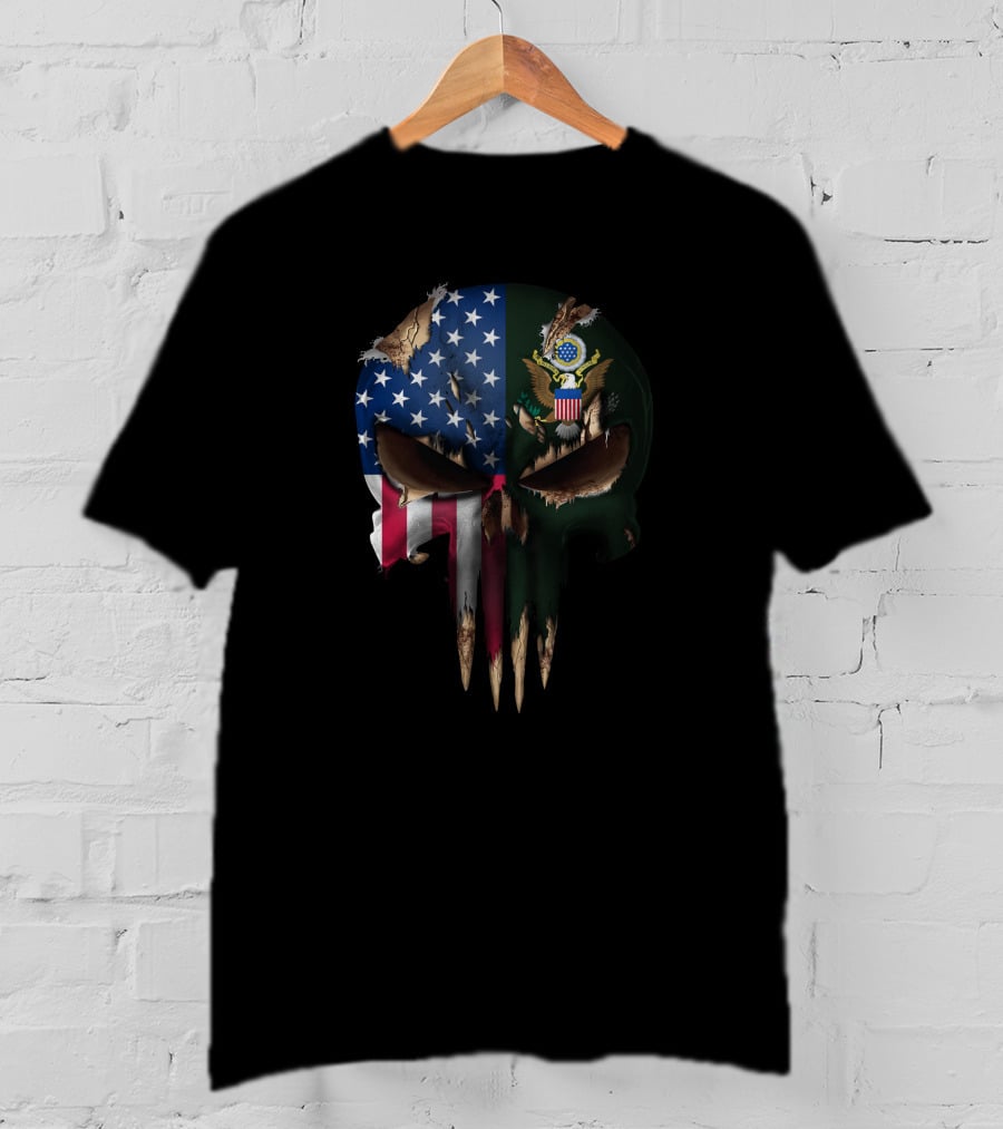 American Flag Skull With Great Seal Of The United States T-Shirt