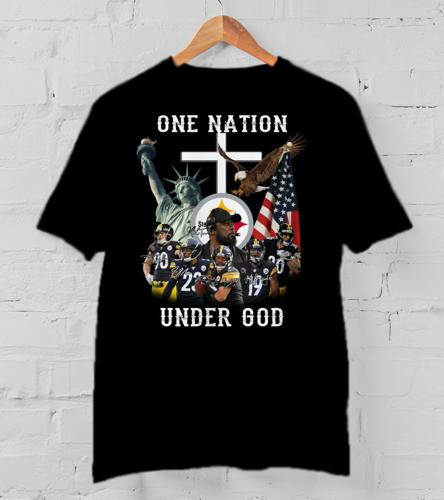 One Nation Under God Steelers Liberty Eagle Flag T-Shirt