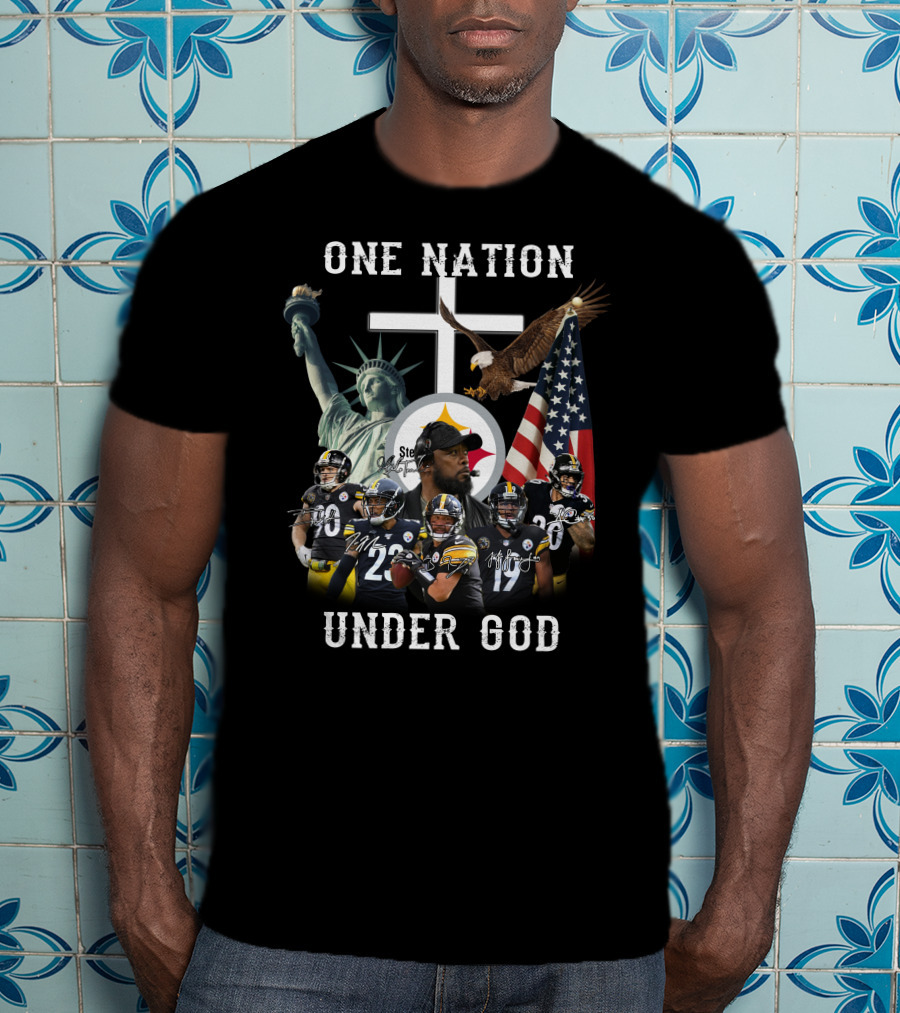 One Nation Under God Steelers Liberty Eagle Flag T-Shirt