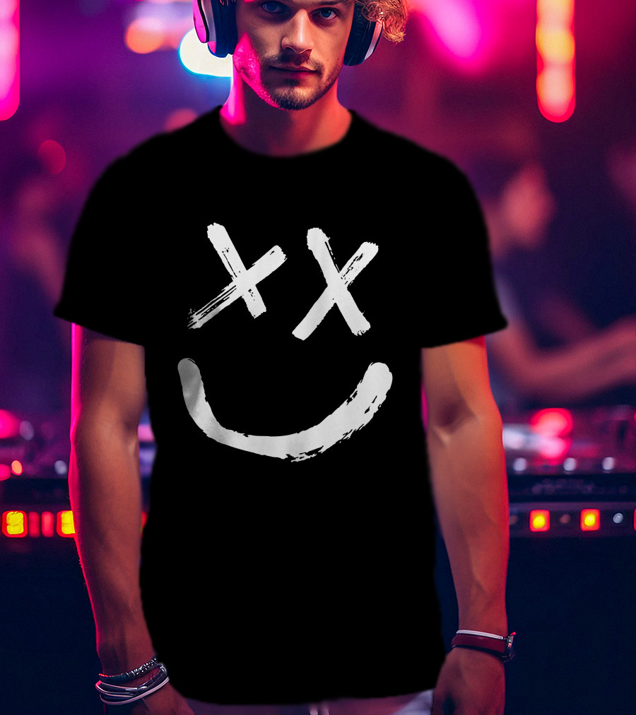 Reverse Smile Distressed Face T-Shirt