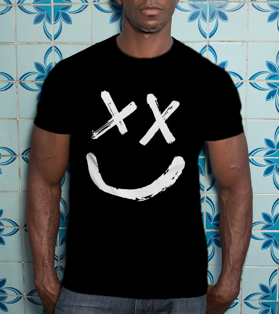 Reverse Smile Distressed Face T-Shirt