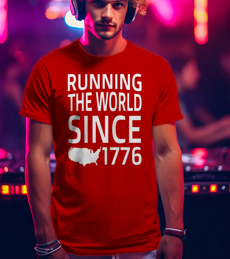 Running The World Since 1776 USA Map T-Shirt