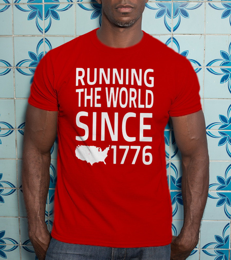 Running The World Since 1776 USA Map T-Shirt