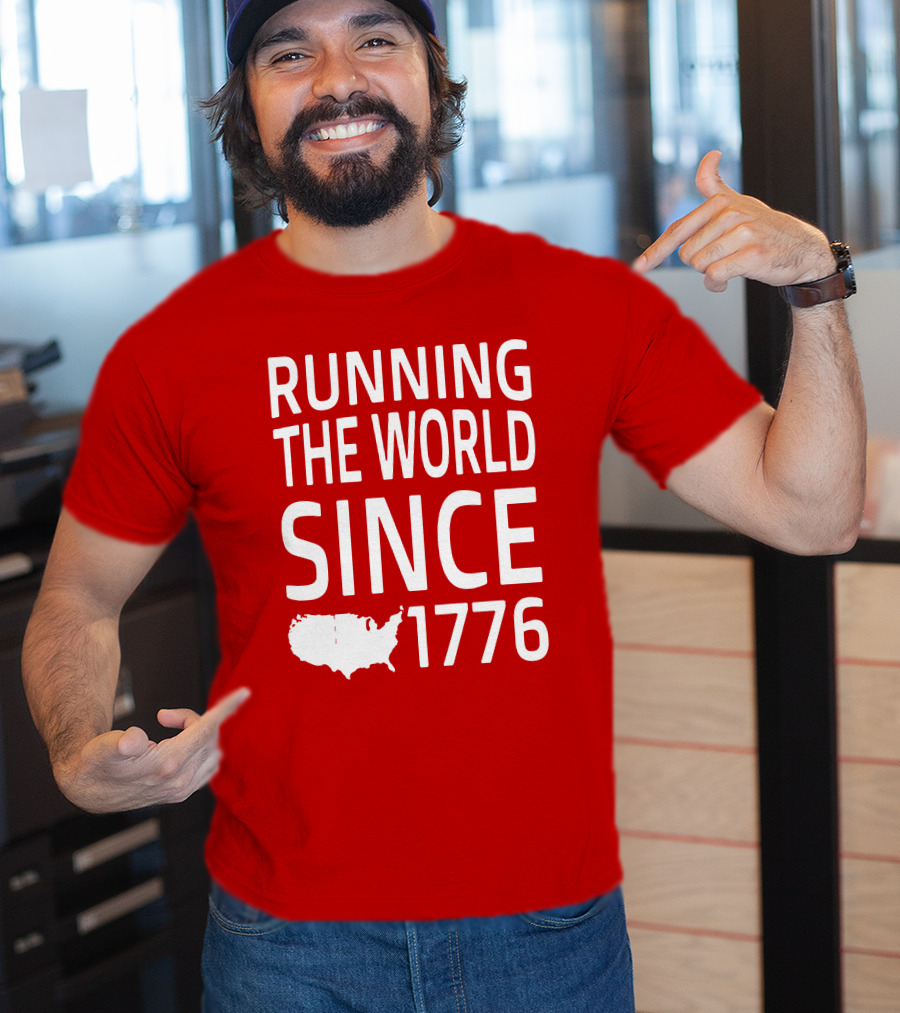 Running The World Since 1776 USA Map T-Shirt