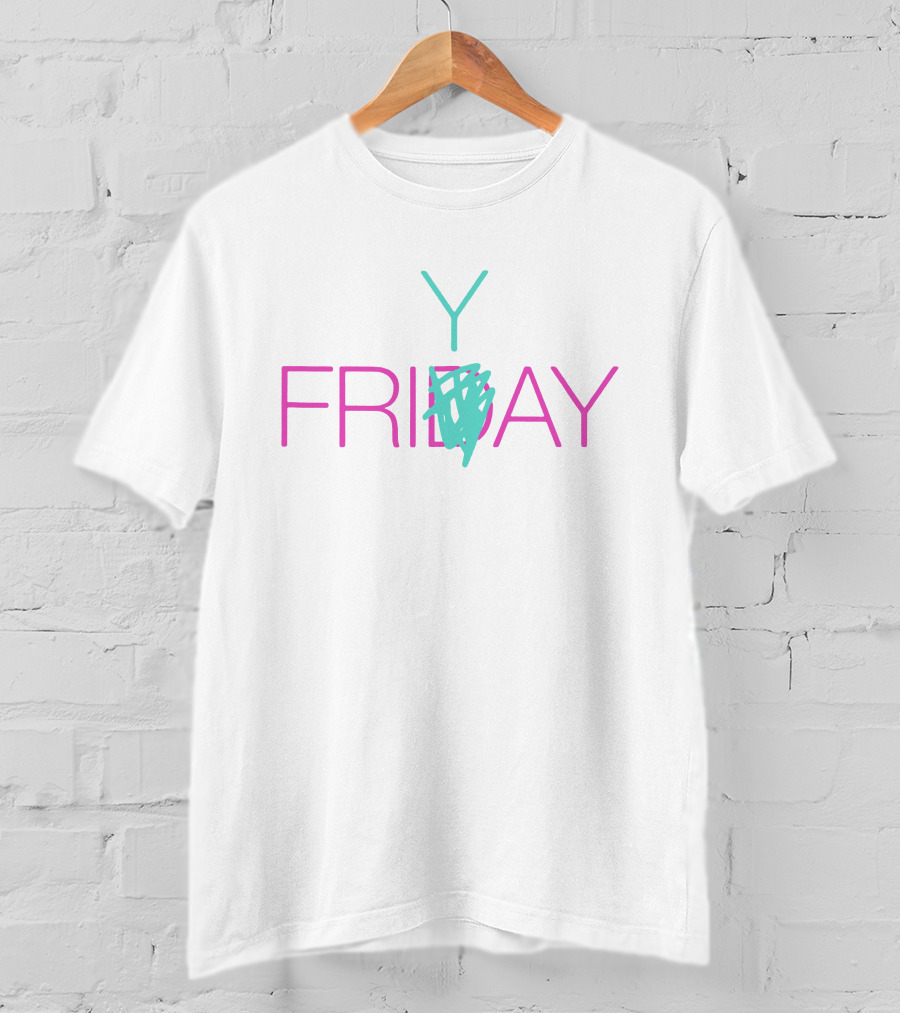FRIYAY Transform Text With Colorful Y And Scribble T-Shirt
