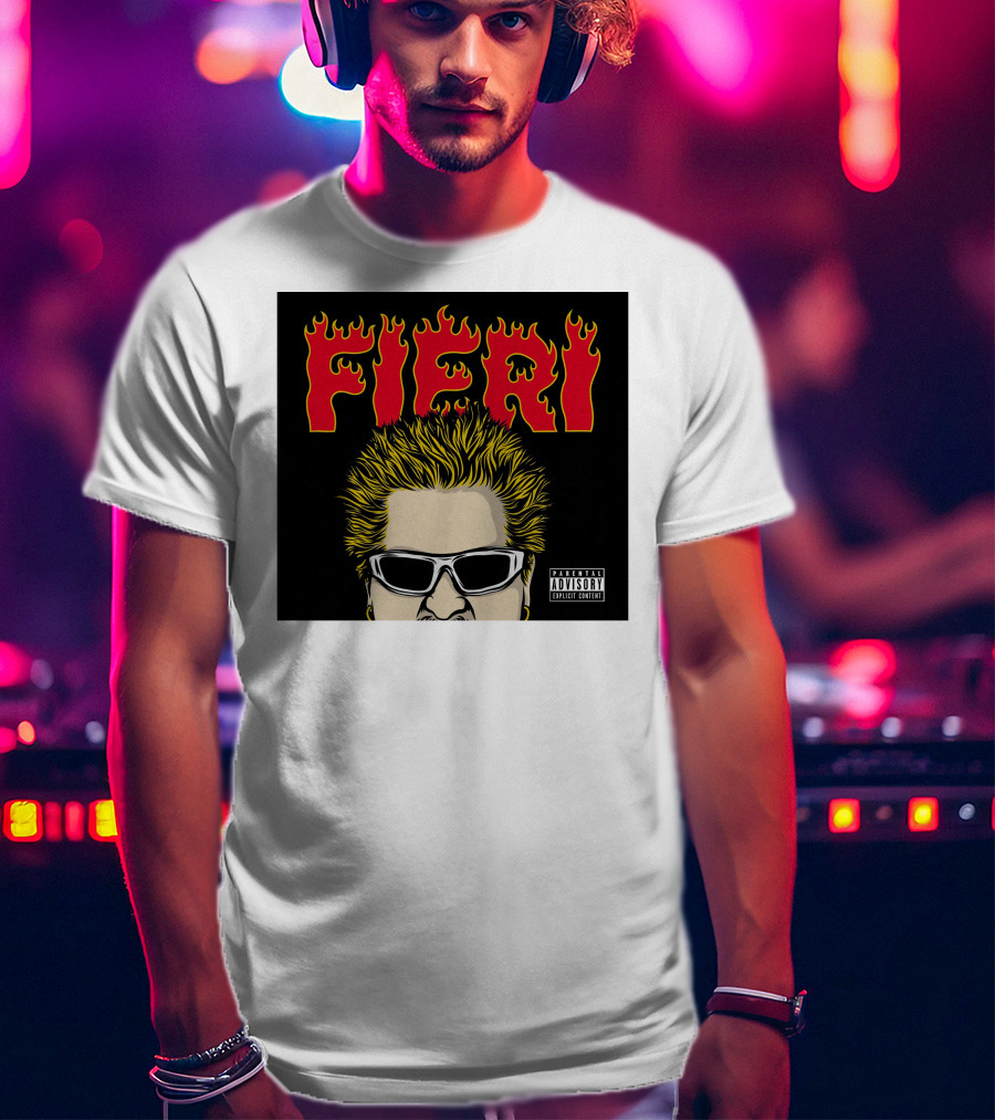 Fieri Flavortown Guyfieristore Merch Retro Flames Sunglasses T-Shirt