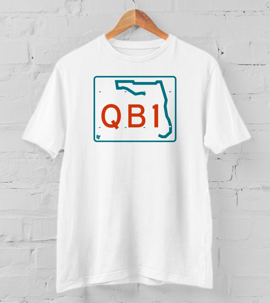 Miami QB1 Florida Map License Plate T-Shirt