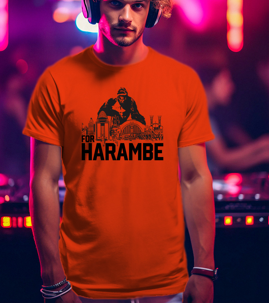For Harambe Cincinnati Skyline Iconic Gorilla T-Shirt