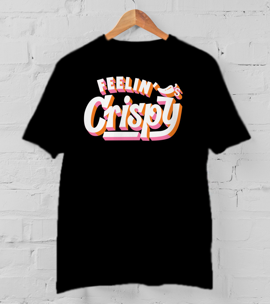 Feelin's Crispy Vibrant 3D Text Logo Beer Bar T-Shirt