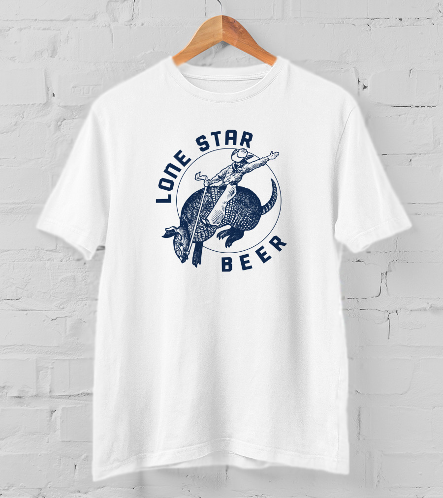 Lone Star Beer Cowboy Riding Armadillo T-Shirt