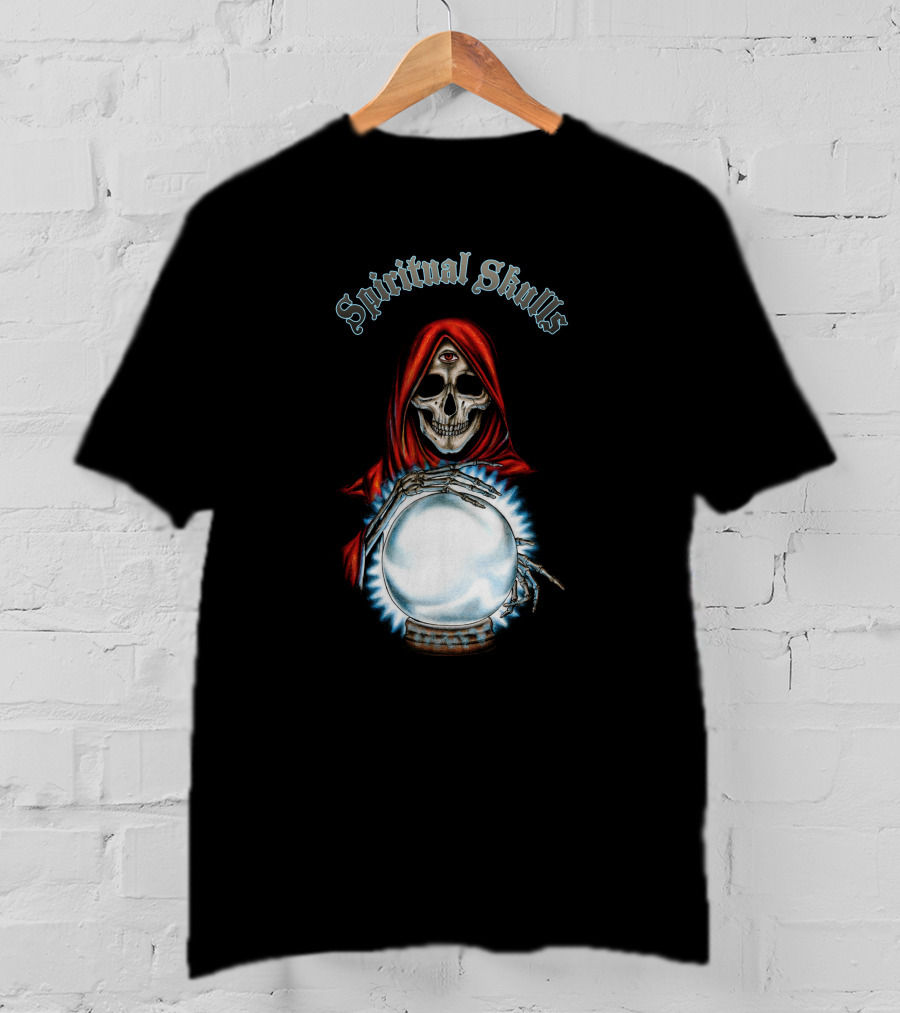 Spiritual Skulls Mystic Reaper With Crystal Ball T-Shirt