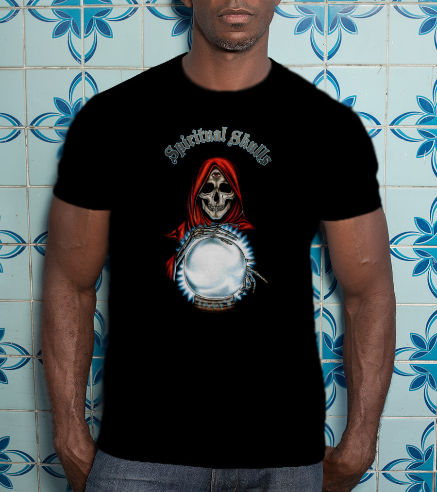 Spiritual Skulls Mystic Reaper With Crystal Ball T-Shirt