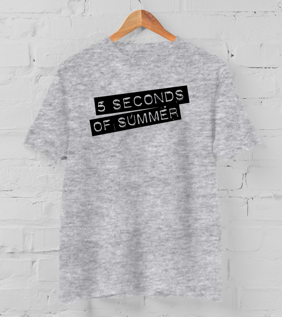 5 Seconds Of Summer Draped Black Text On Grey Background T-Shirt