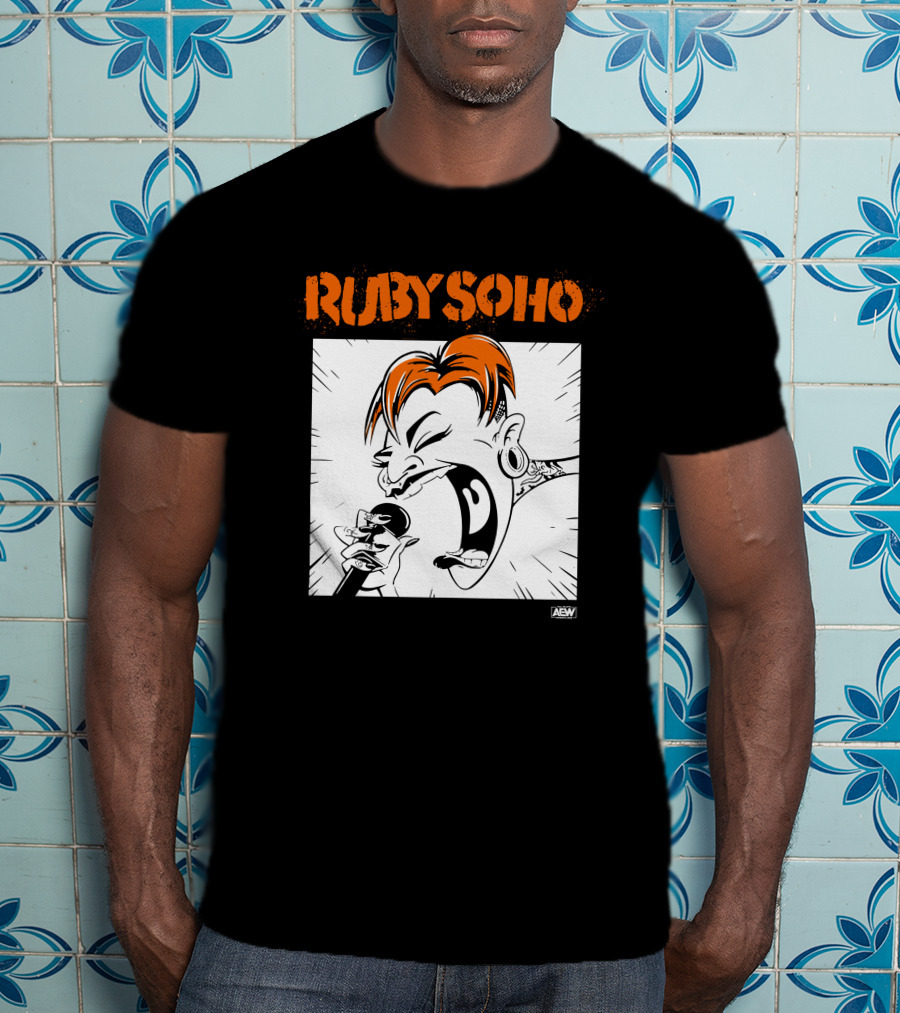 Ruby Soho AEW All Elite Wrestling Merch Scream Tattoo Mic Iconic T-Shirt