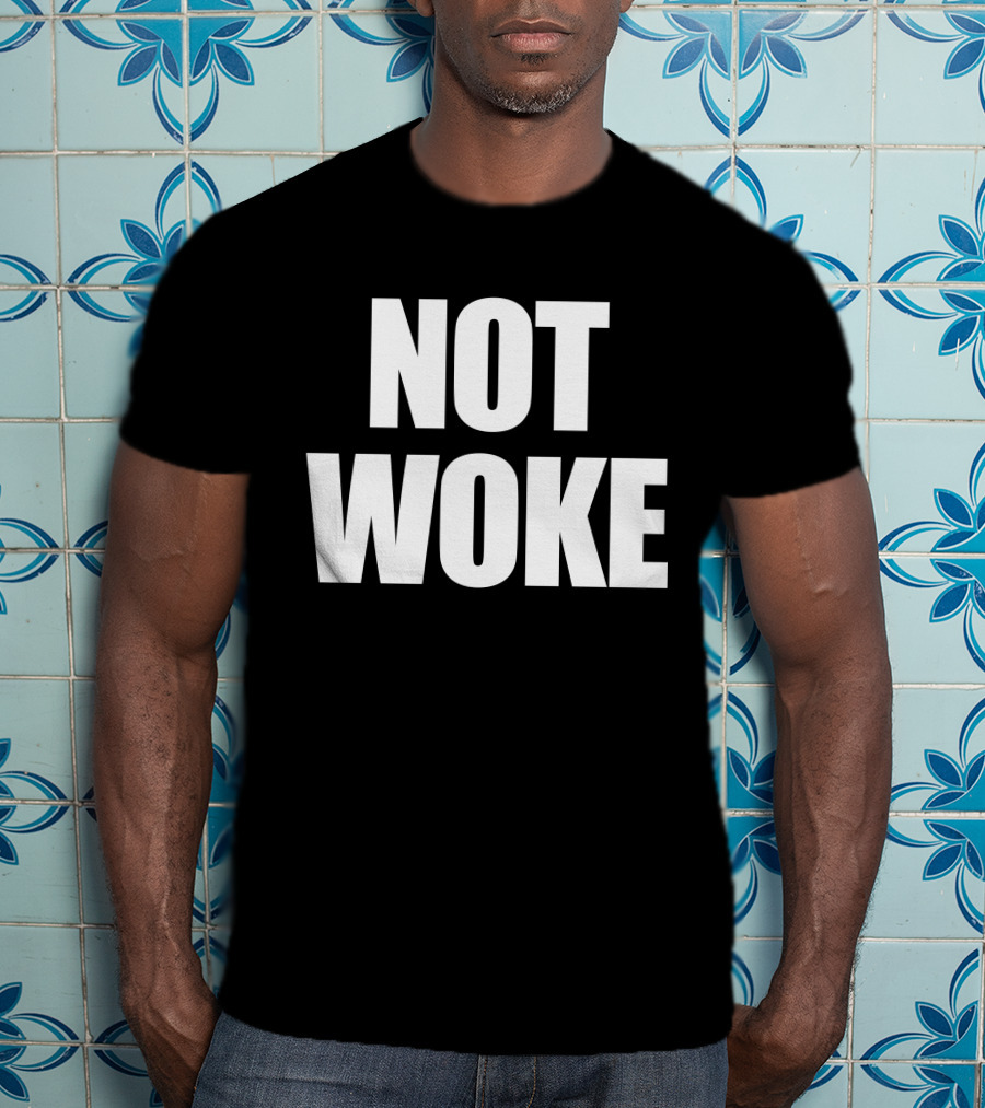 Matt Birk Not Woke Statement Text Bold Contrast T-Shirt