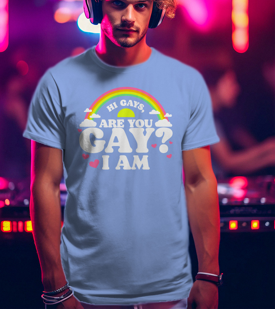 Chrissy Chlapecka Merch Hi Gays Are You Gay I Am With Rainbow And Hearts T-Shirt