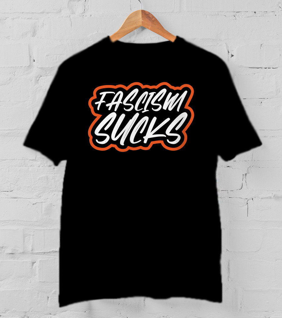 Rachel Bitecofer Fascism Sucks Bold White Text With Orange Outline T-Shirt