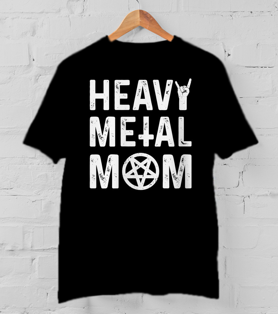 Teedep Store Cassandra L. Thompson Heavy Metal Mom Rock Sign Pentagram T-Shirt
