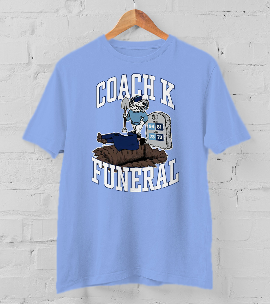 Coach K Funeral Blue Devil Gravesite Shovel Tombstone Basketball Numbers T-Shirt
