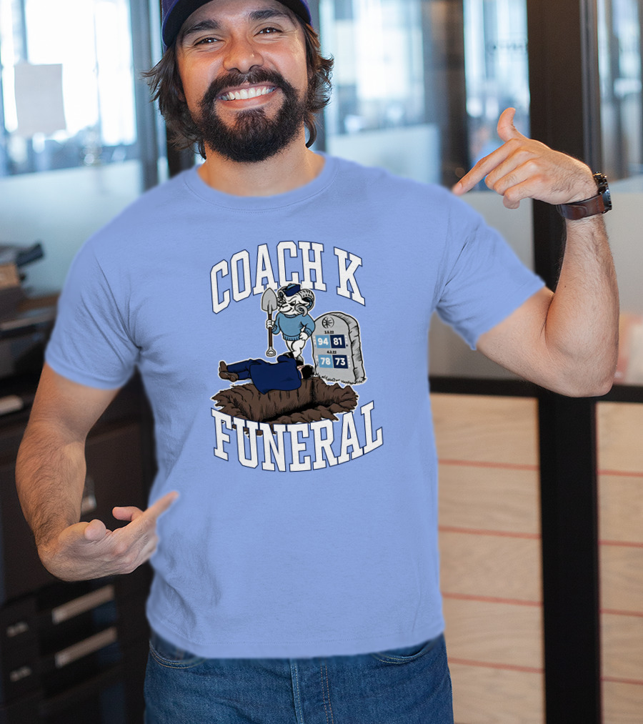 Coach K Funeral Blue Devil Gravesite Shovel Tombstone Basketball Numbers T-Shirt