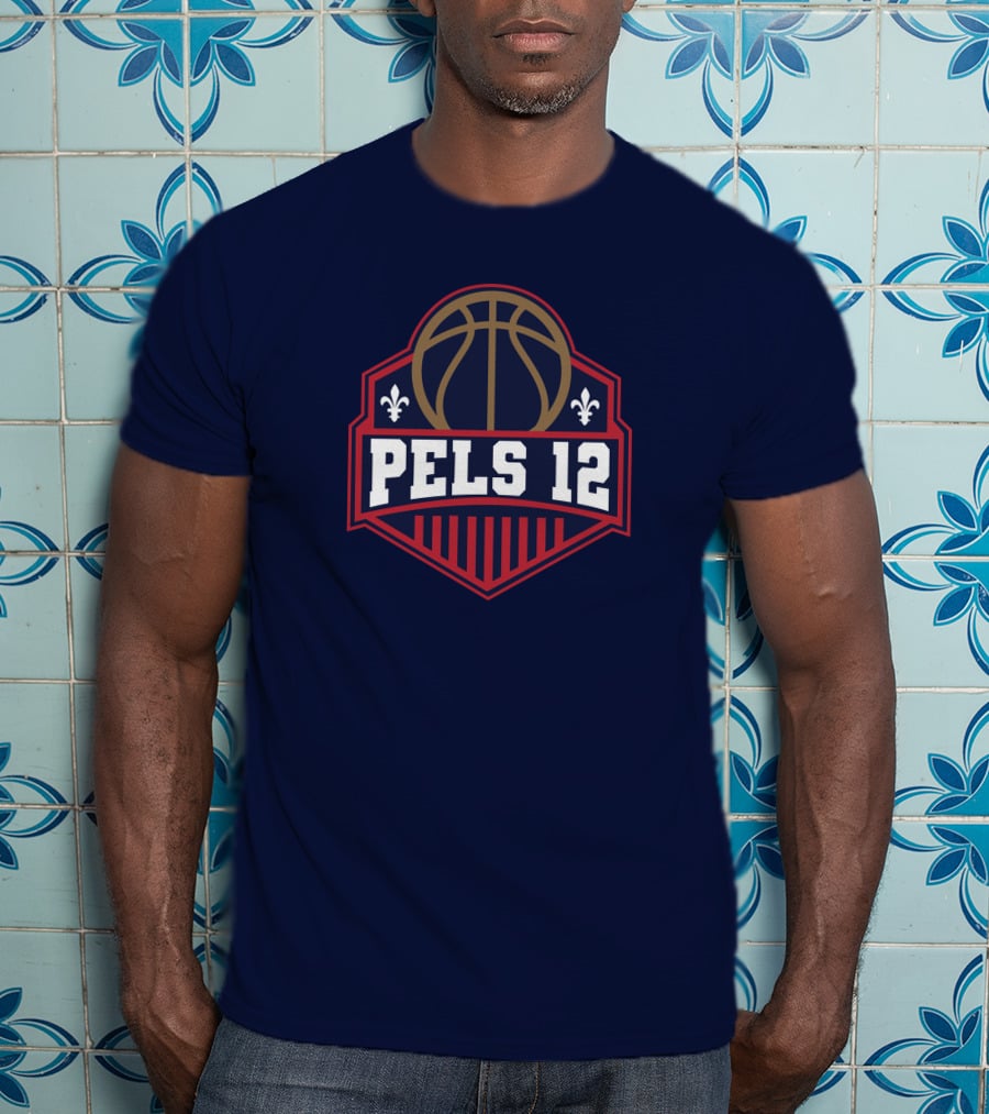 Pels 12 Basketball Fleur-de-lis Emblem T-Shirt