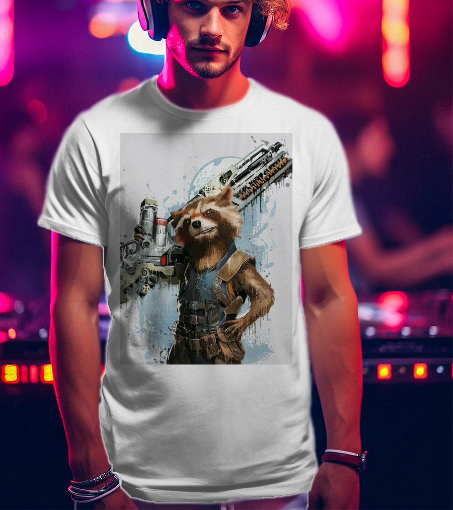 Rocket Raccoon Guardians Of The Galaxy Gun T-Shirt