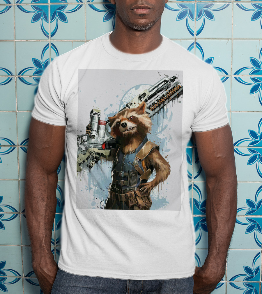 Rocket Raccoon Guardians Of The Galaxy Gun T-Shirt