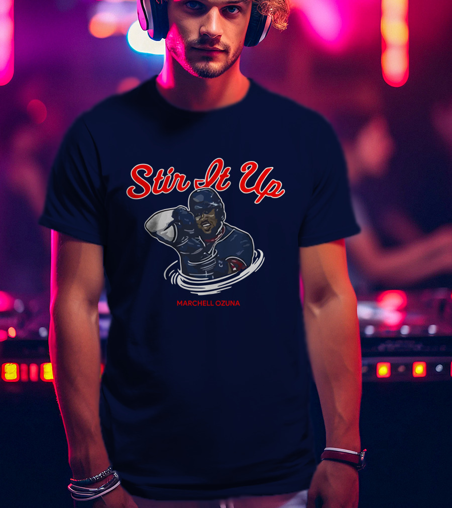 Stir It Up Marcell Ozuna Baseball Action Graphics T-Shirt