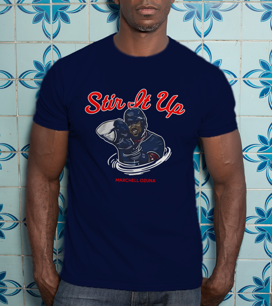Stir It Up Marcell Ozuna Baseball Action Graphics T-Shirt