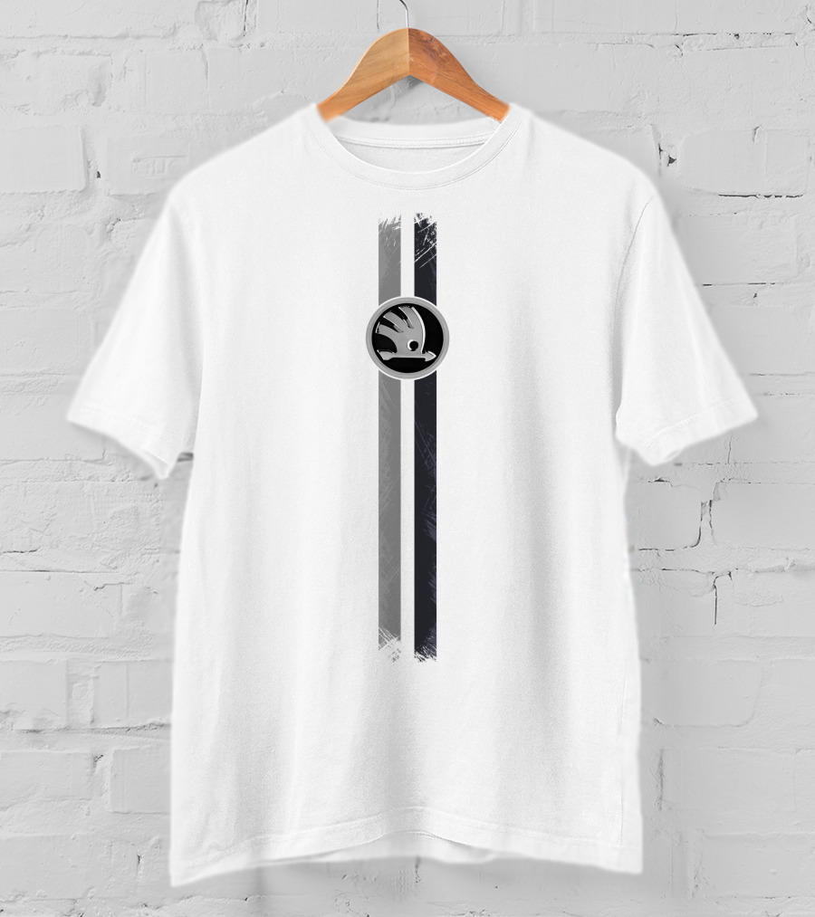 Skoda Superb Logo Iconic Emblem Vertical Stripe T-Shirt