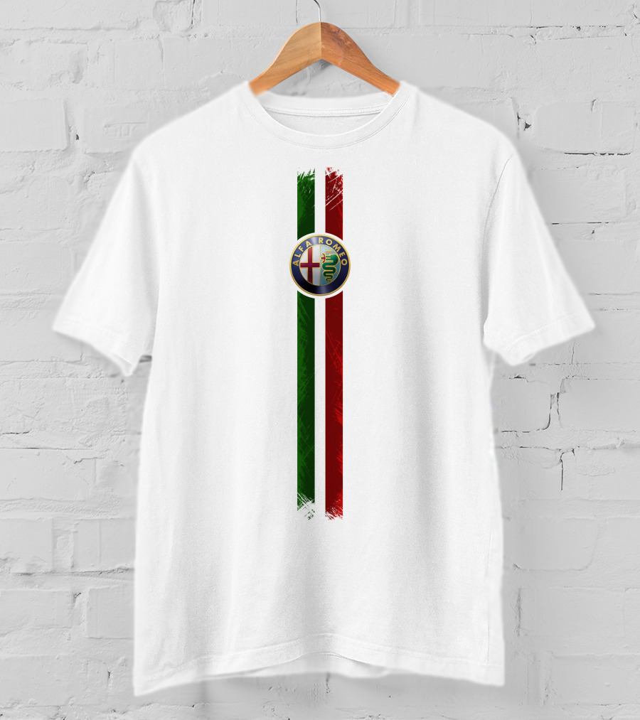 Alfa Romeo Logo With Italian Stripes T-Shirt