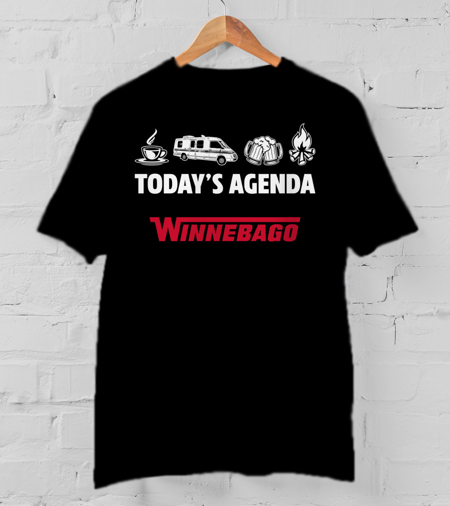 Today's Agenda Coffee Camper Beer Campfire Winnebago T-Shirt