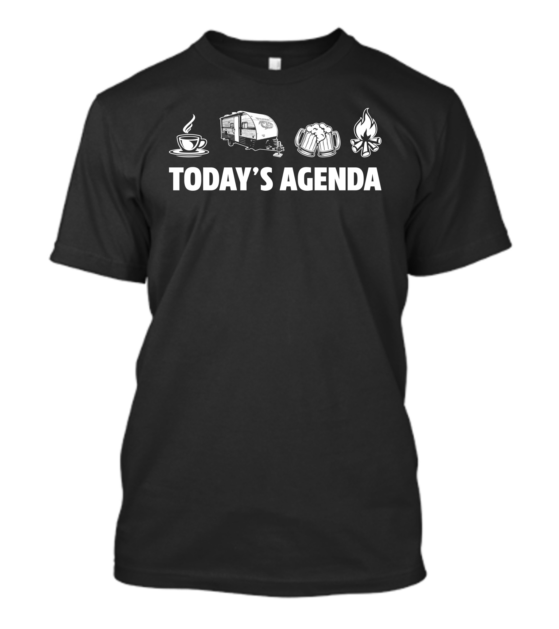 Today's Agenda Coffee RV Beer Campfire Wolf Pup T-Shirt