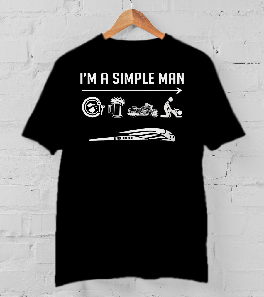 I'm A Simple Man Honda Vtx1800 1800 Motorcycle Beer Tools American Flag T-Shirt