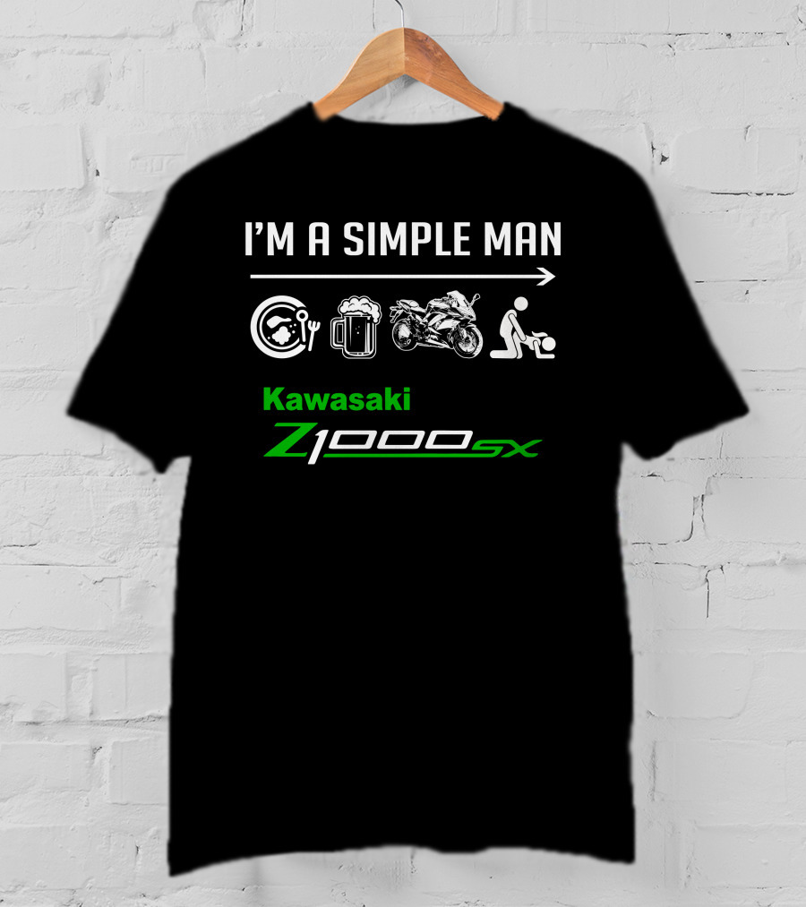 Kawasaki Z1000sx I'm A Simple Man Motorcycle Beer Maintenance T-Shirt