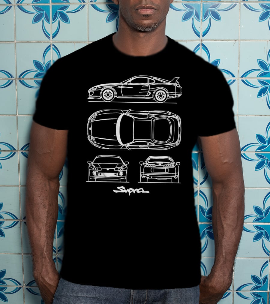Toyota Supra Line Art Blueprint T-Shirt