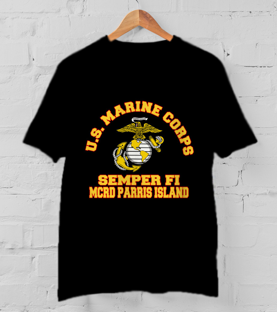 U.S. Marine Corps Semper Fi MCRD Parris Island Emblem T-Shirt