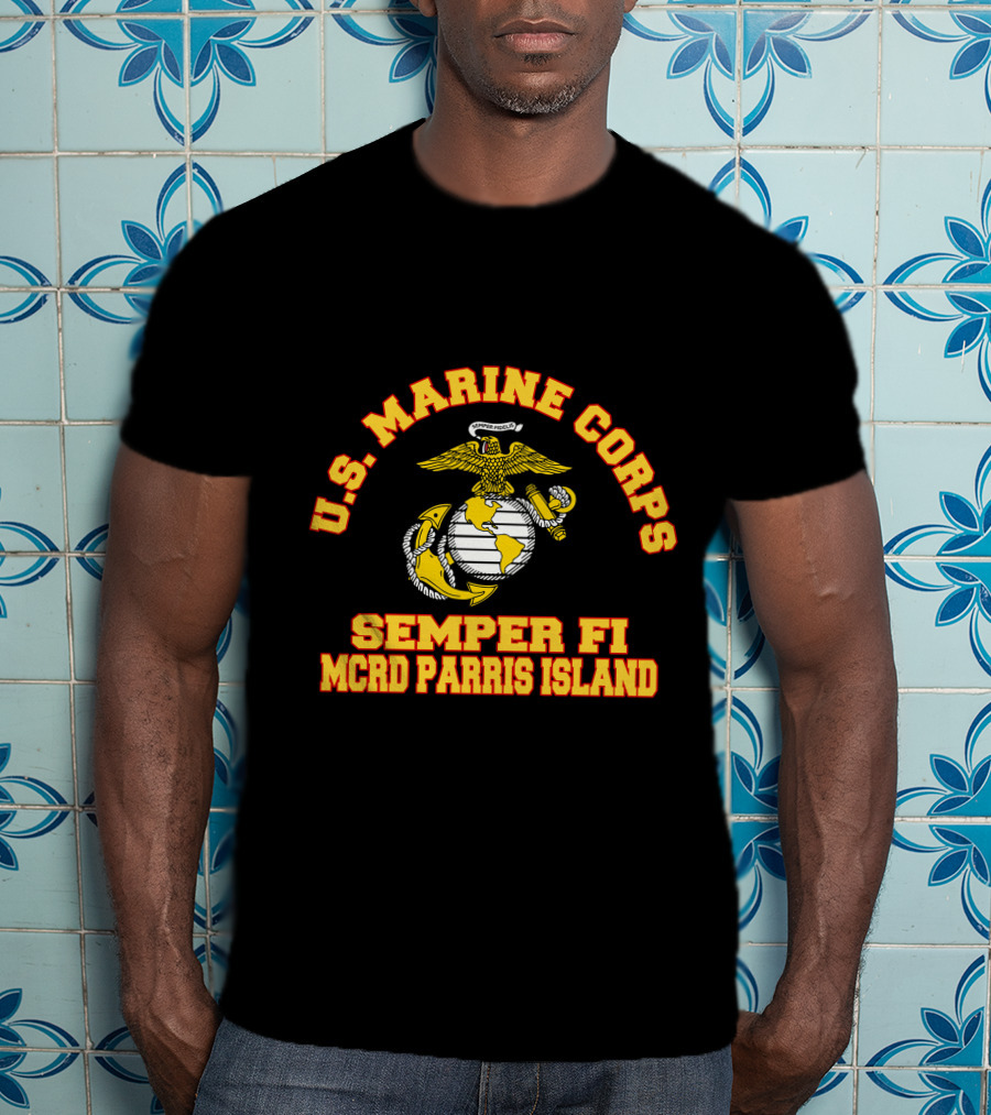 U.S. Marine Corps Semper Fi MCRD Parris Island Emblem T-Shirt