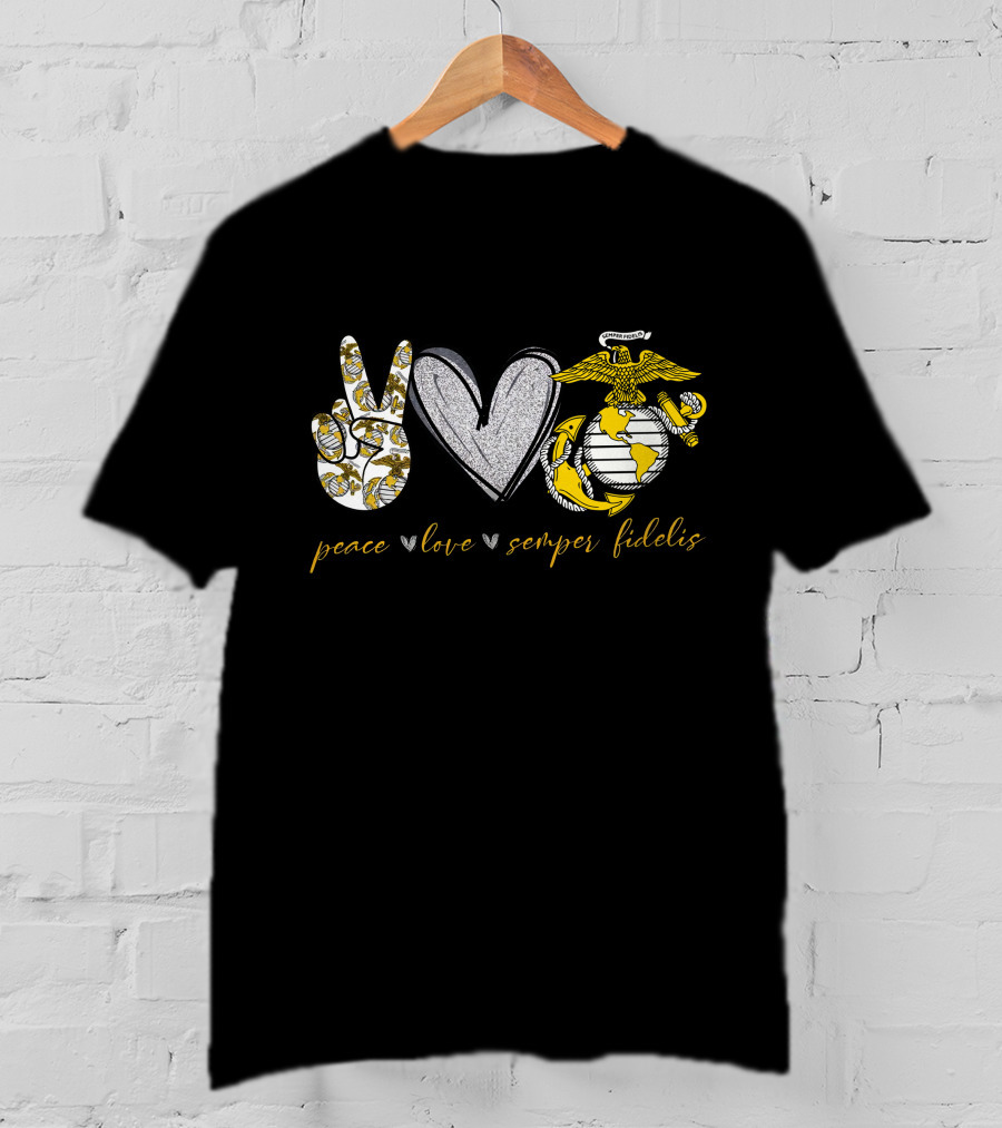Peace Love Semper Fidelis Globe And Anchor T-Shirt