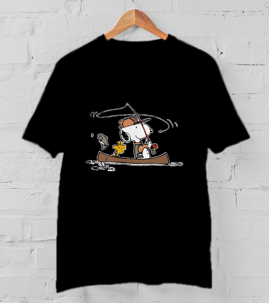 Woodstock And Snoopy Fishing Adventure In A Canoe T-Shirt