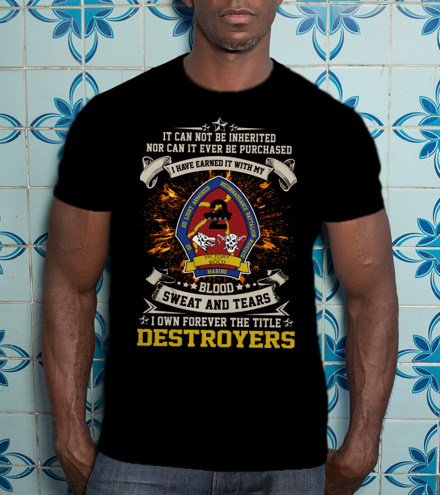2nd Light Armored Reconnaissance Battalion Victory Marine Destroyers Blood Sweat And Tears T-Shirt