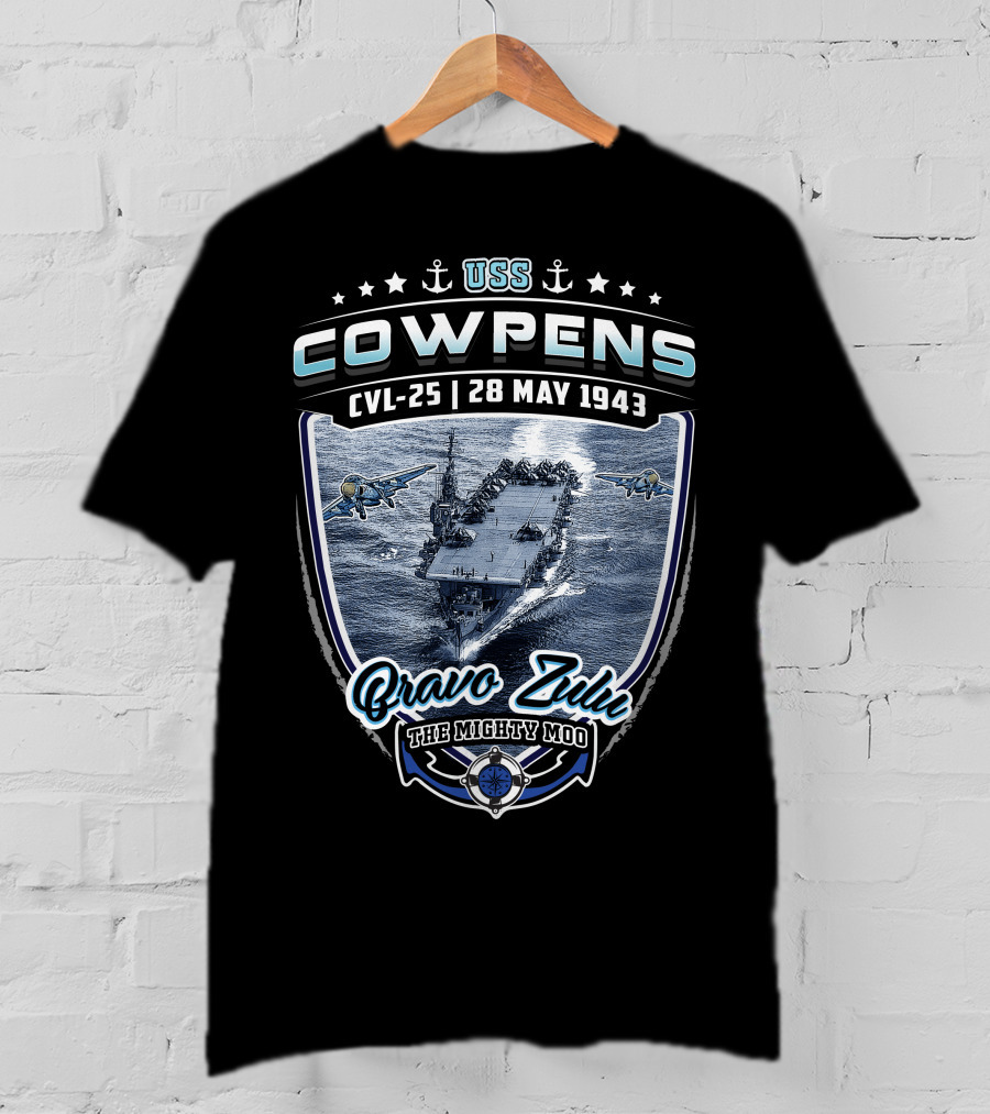 Uss Cowpens Cvl-25 Bravo Zulu The Mighty Moo 28 May 1943 T-Shirt