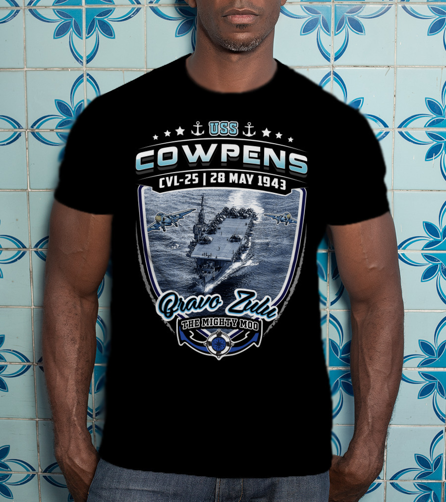 Uss Cowpens Cvl-25 Bravo Zulu The Mighty Moo 28 May 1943 T-Shirt